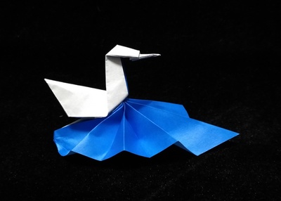 Origami Duck on lake by Andrea Russo on giladorigami.com