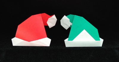 Origami Santa and dwarf hat by Taichiro Hasegawa on giladorigami.com